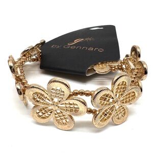 Gennaro Goldtone Floral Beaded Stretch Bracelet